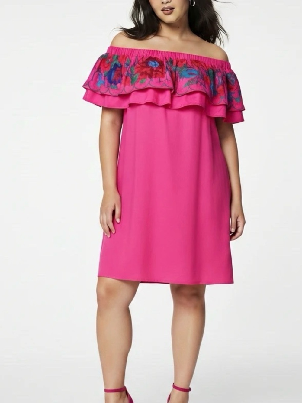 Umgee Pink Embroidered Floral Dress